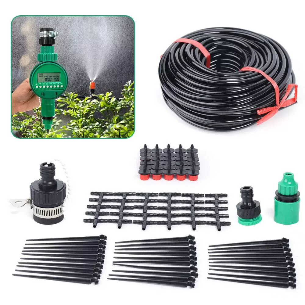 25M Automatische Garten Bewässerungssystem Blume Bewässerung 30 drippers + Timer