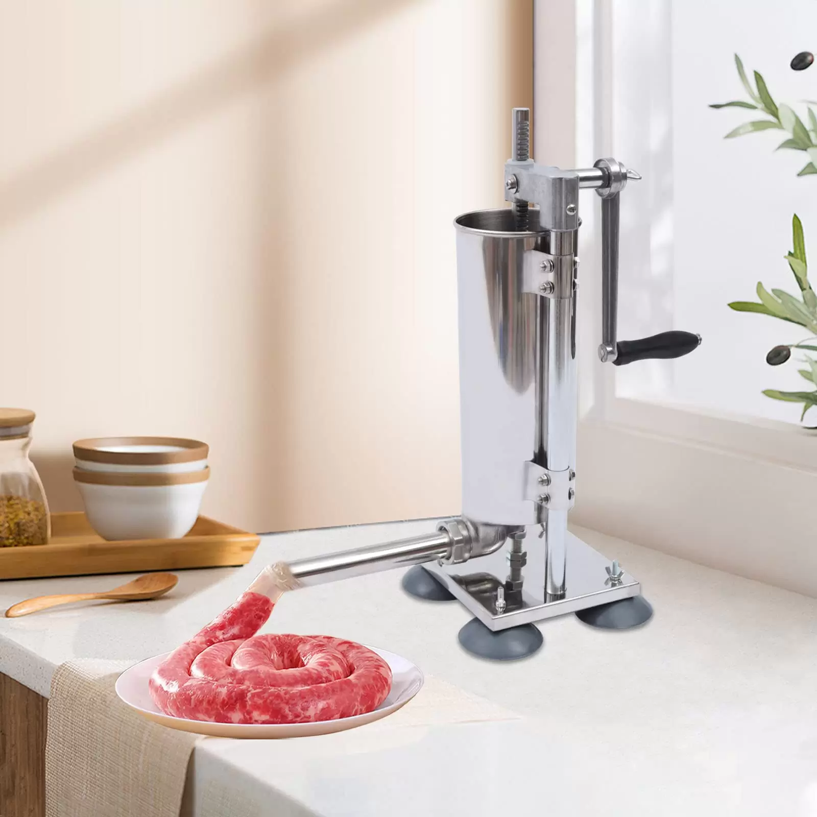 3L Vertikale Manuelle Wurstfüllmaschine Edelstahl Wurstfüller Wurst Stuffer Maschine Wurst Füller Fleisch Werkzeuge Für Küchen