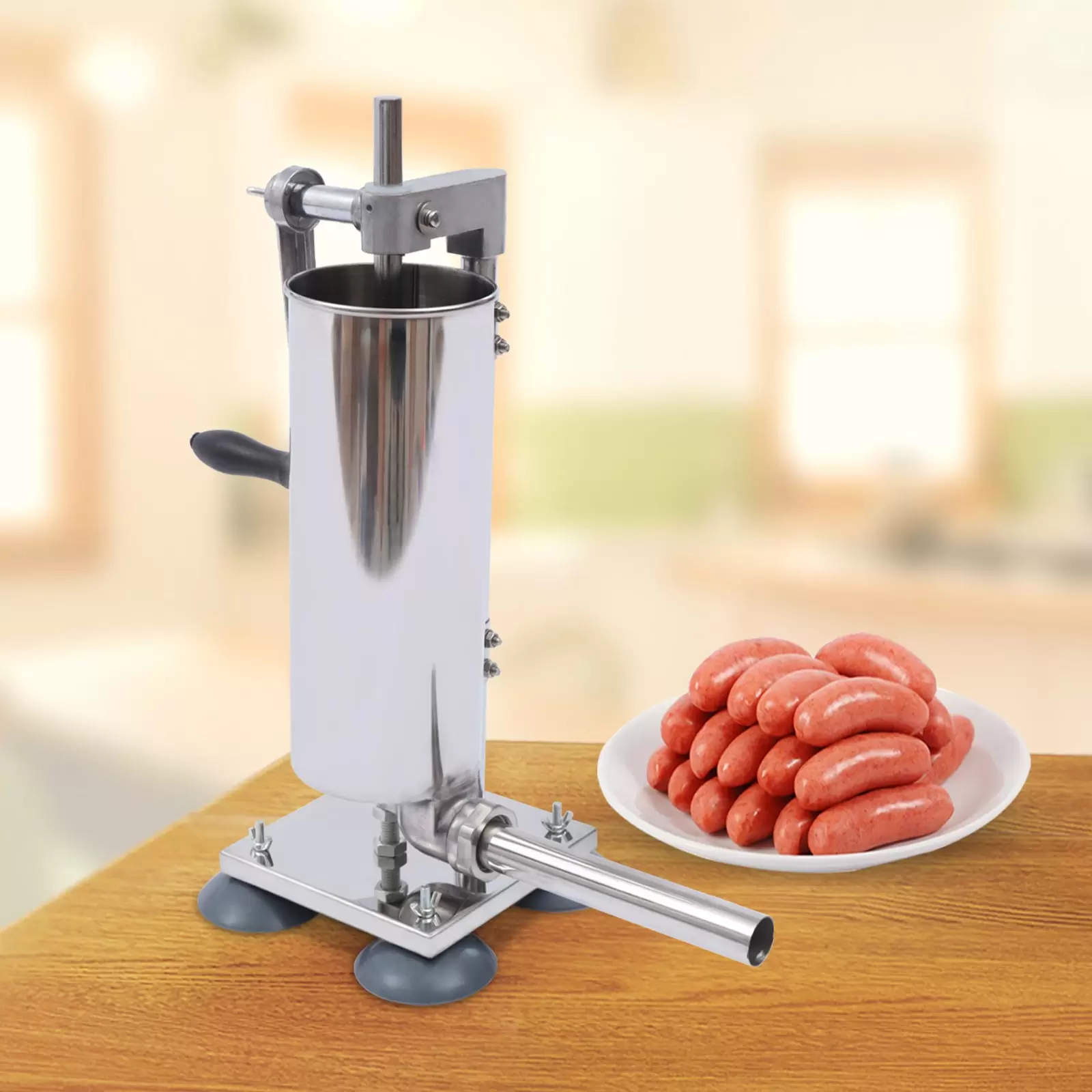 3L Vertikal Manueller Wurstfüller Saucenmaschine Fleischwolf Rostfreier Edelstahl Fleischpresse Wurstmaschine Stuffer Lebensmittelfüller Maschine Kommerzielle Hause