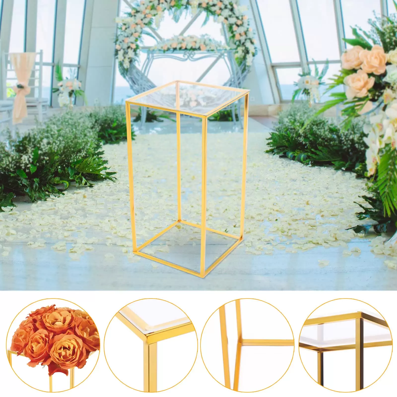 Metall Blumenständer Hochzeit Gold Bühne Säule Ständer Goldvasen für Hochzeit Herzstück