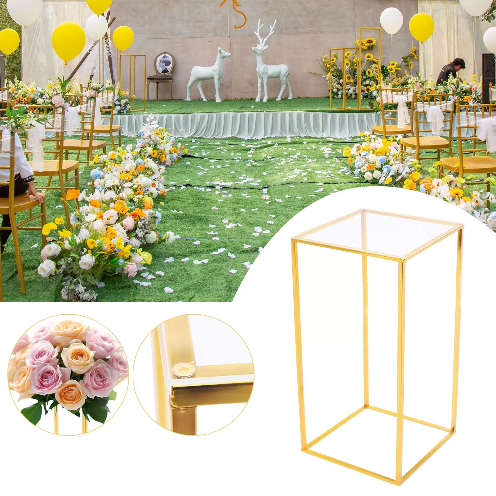 Metall Blumenständer Hochzeit Gold Bühne Säule Ständer Goldvasen für Hochzeit Herzstück Metall Blumenständer Hochzeit Gold Bühne Säule Ständer Goldvasen für Hochzeit Herzstück