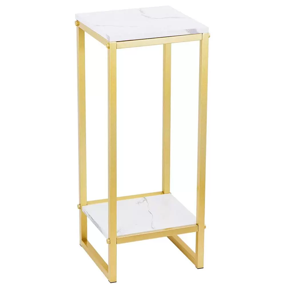 Blumenständer Metallständer für Zimmerpflanzen Pflanzensäule Viereckig Dekosäul, Gold