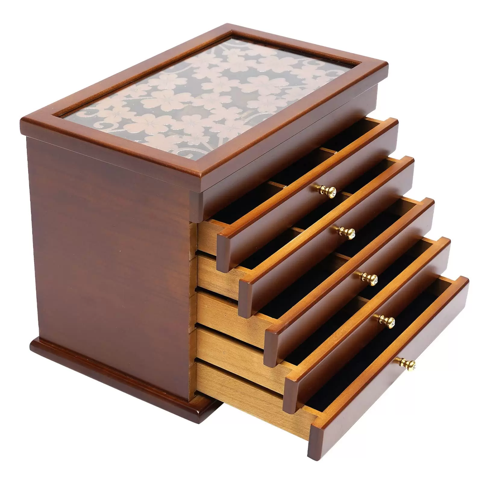 Geschenk Retro 6 Schichten Holzschmuck Vitrine Schrank Organizer Schmuckkasten