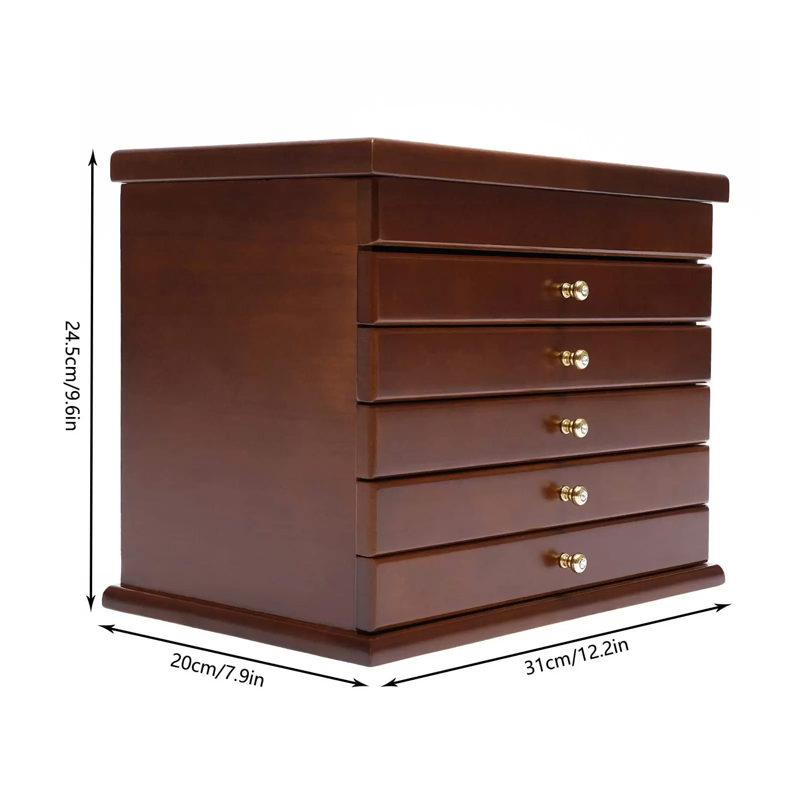 Geschenk Retro 6 Schichten Holzschmuck Vitrine Schrank Organizer Schmuckkasten