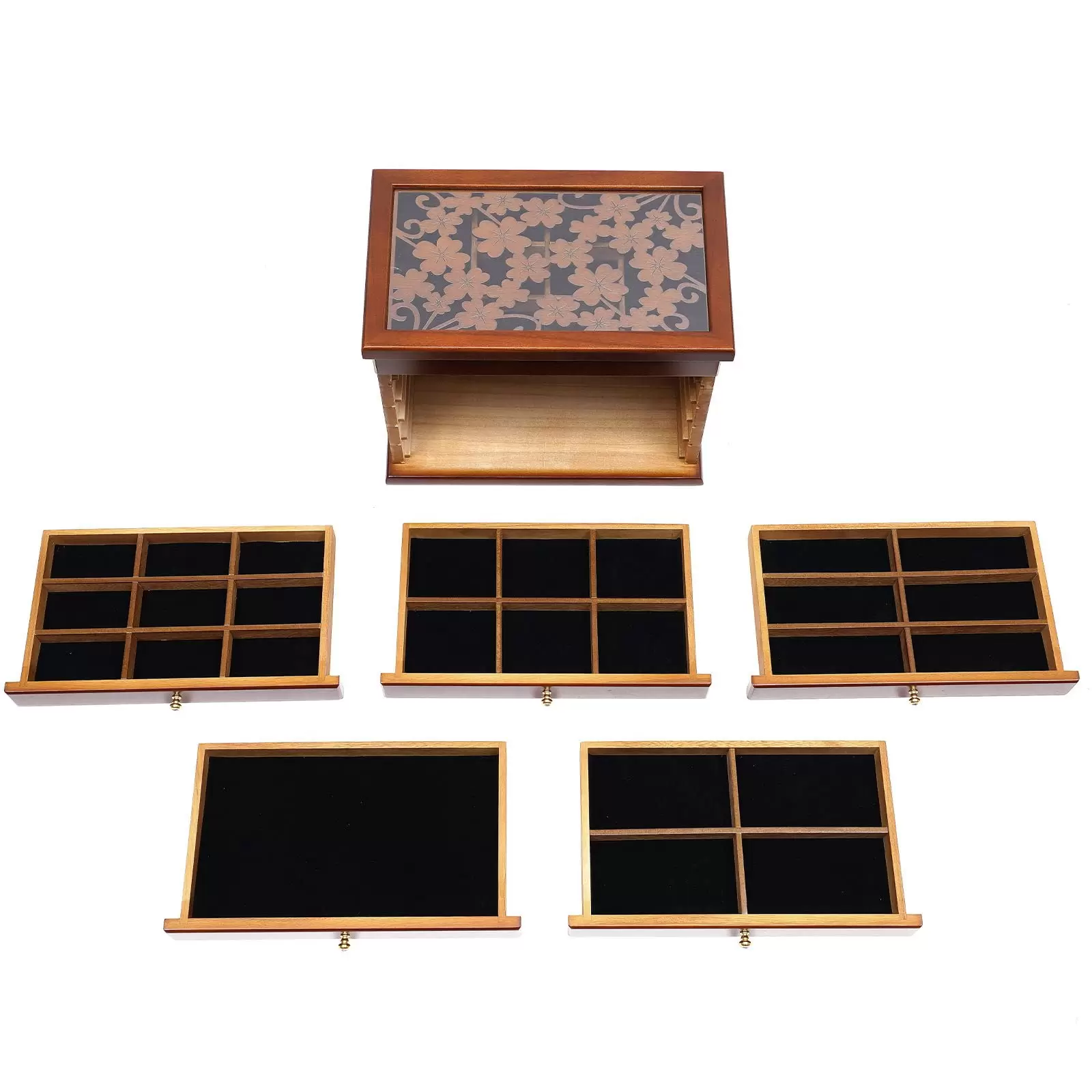 Geschenk Retro 6 Schichten Holzschmuck Vitrine Schrank Organizer Schmuckkasten Geschenk Retro 6 Schichten Holzschmuck Vitrine Schrank Organizer Schmuckkasten