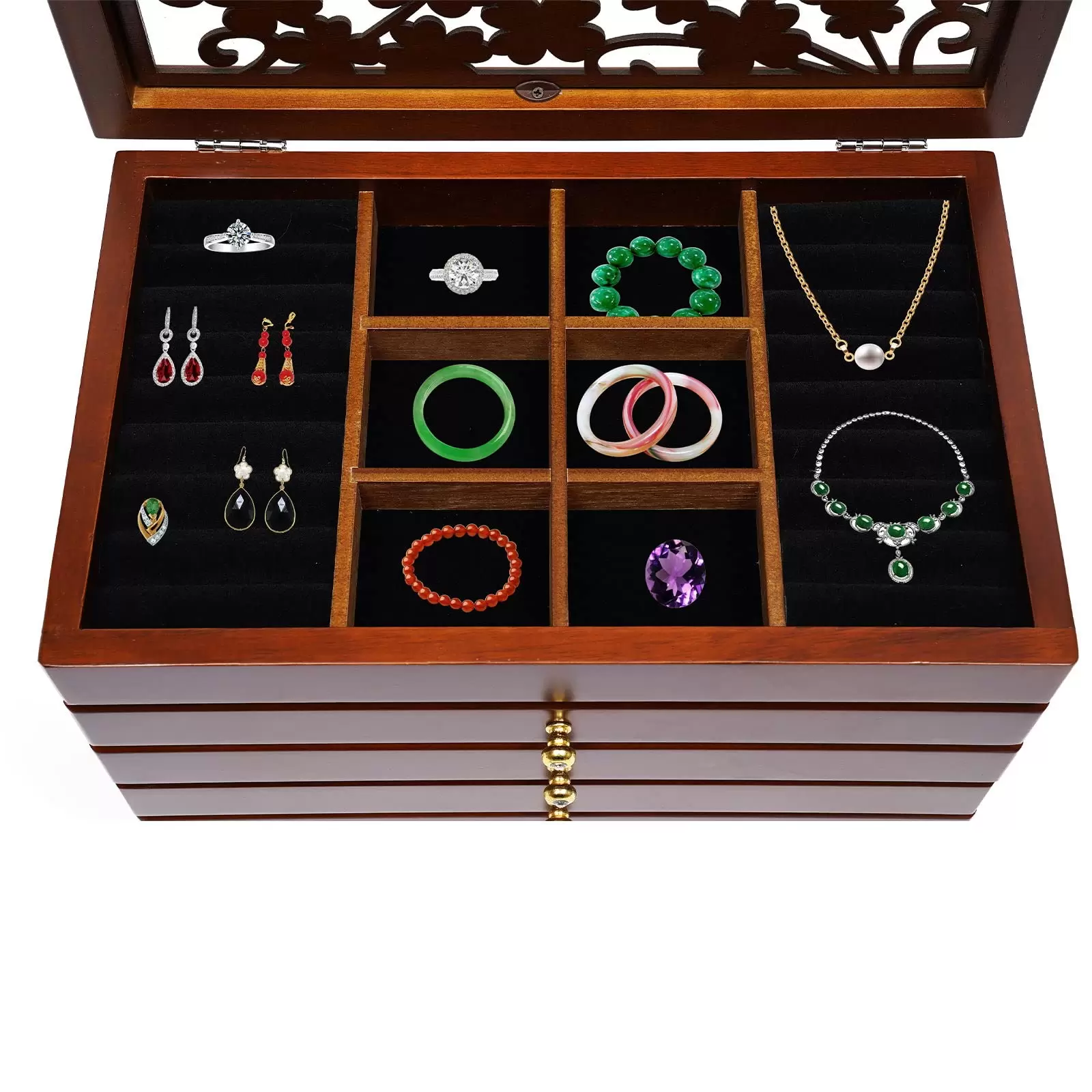 Geschenk Retro 6 Schichten Holzschmuck Vitrine Schrank Organizer Schmuckkasten Geschenk Retro 6 Schichten Holzschmuck Vitrine Schrank Organizer Schmuckkasten