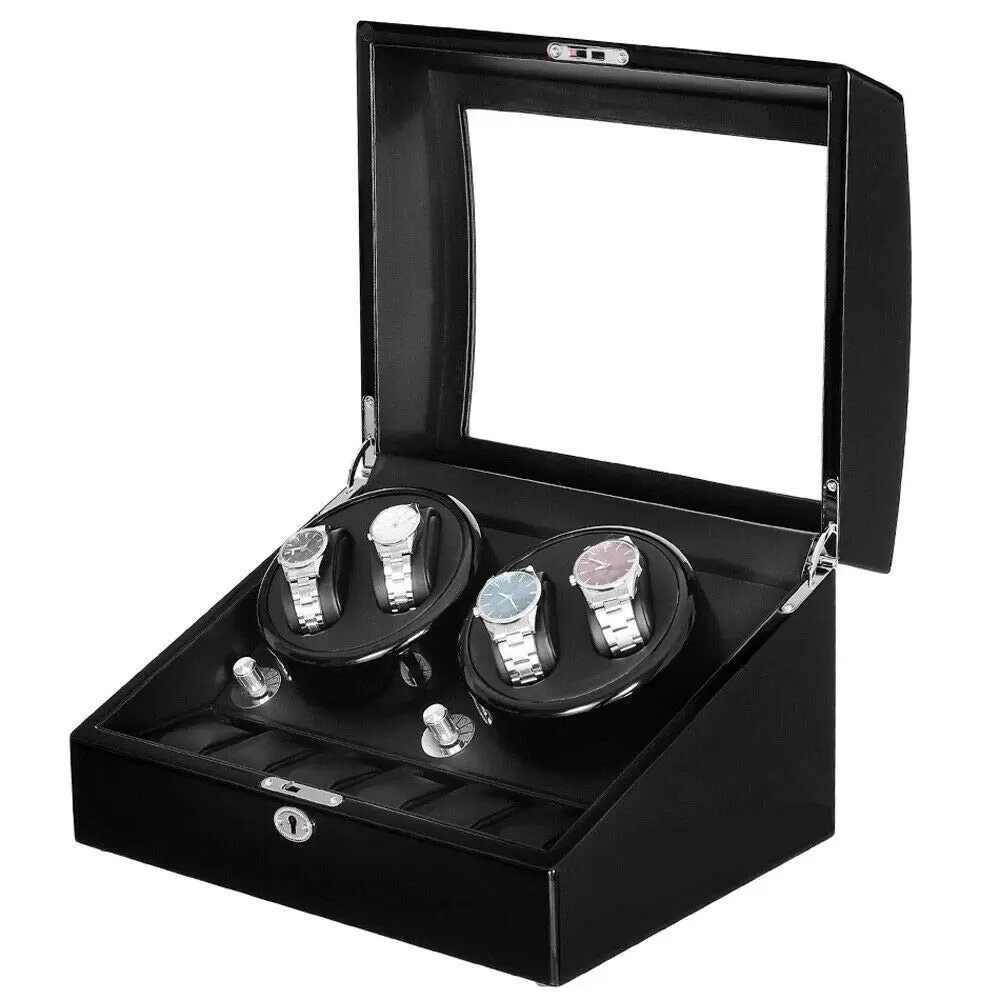 CNCEST 4 + 6 automatische Uhr Wickler Schmuck Lagerung Fall Uhren Display Box mit LED-Licht CNCEST 4 + 6 automatische Uhr Wickler Schmuck Lagerung Fall Uhren Display Box mit LED-Licht