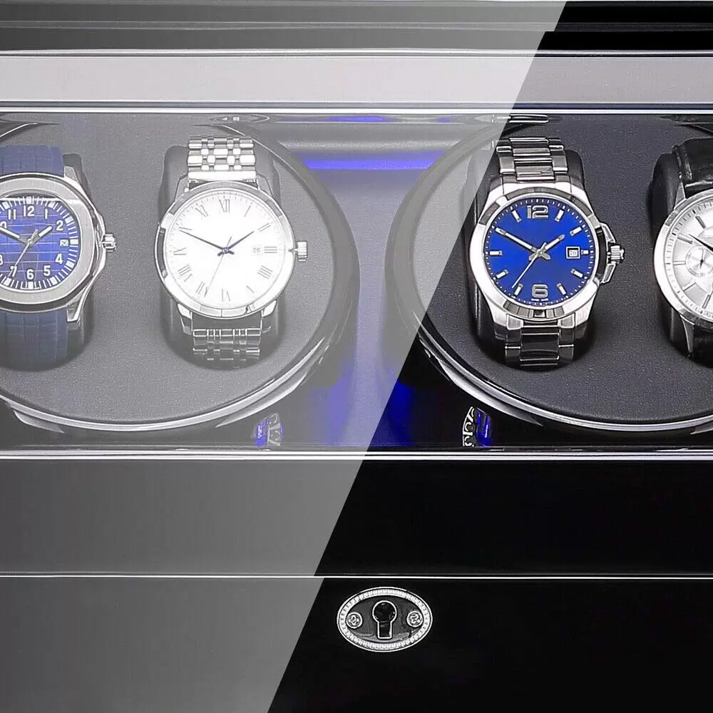 CNCEST 4 + 6 automatische Uhr Wickler Schmuck Lagerung Fall Uhren Display Box mit LED-Licht CNCEST 4 + 6 automatische Uhr Wickler Schmuck Lagerung Fall Uhren Display Box mit LED-Licht