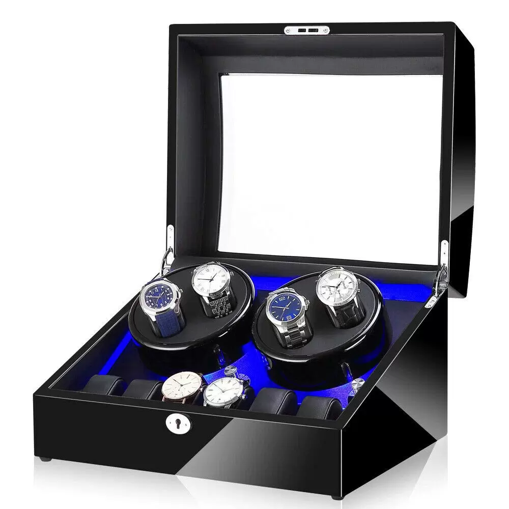 CNCEST 4 + 6 automatische Uhr Wickler Schmuck Lagerung Fall Uhren Display Box mit LED-Licht CNCEST 4 + 6 automatische Uhr Wickler Schmuck Lagerung Fall Uhren Display Box mit LED-Licht