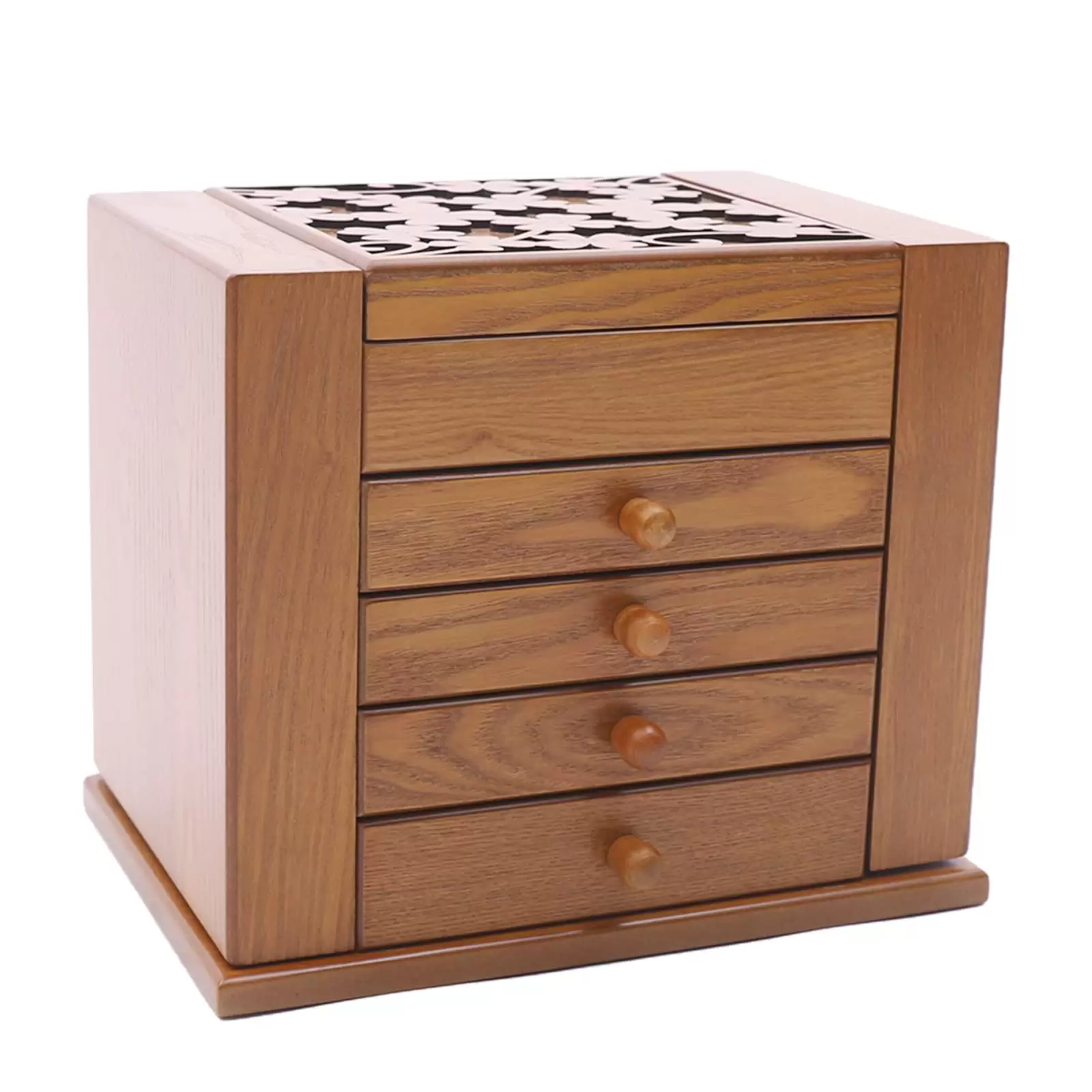 Schmuckschatullen 5 lagige rustikale Holz-Schmuck Organizer Box für Uhren, Halsketten, Ringe