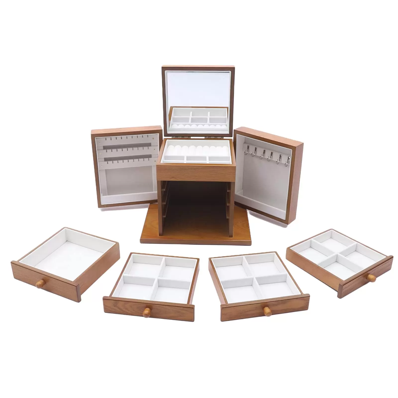 Schmuckschatullen 5 lagige rustikale Holz-Schmuck Organizer Box für Uhren, Halsketten, Ringe Schmuckschatullen 5 lagige rustikale Holz-Schmuck Organizer Box für Uhren, Halsketten, Ringe