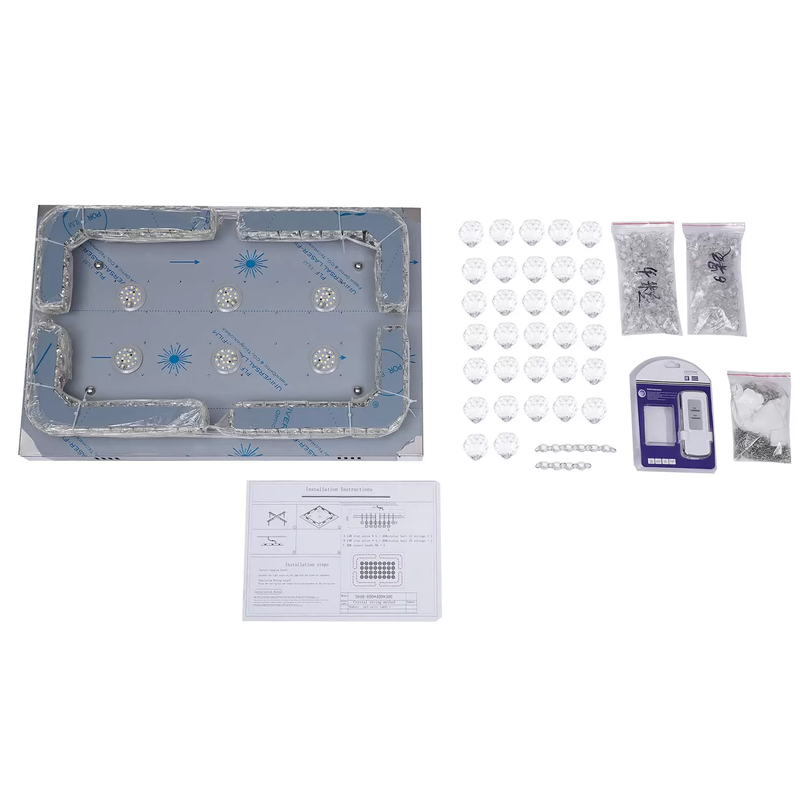 CNCEST 60cm Deckenlampe Kristall Deckenleuchte Kronleuchter Dimmbar Kronleuchter