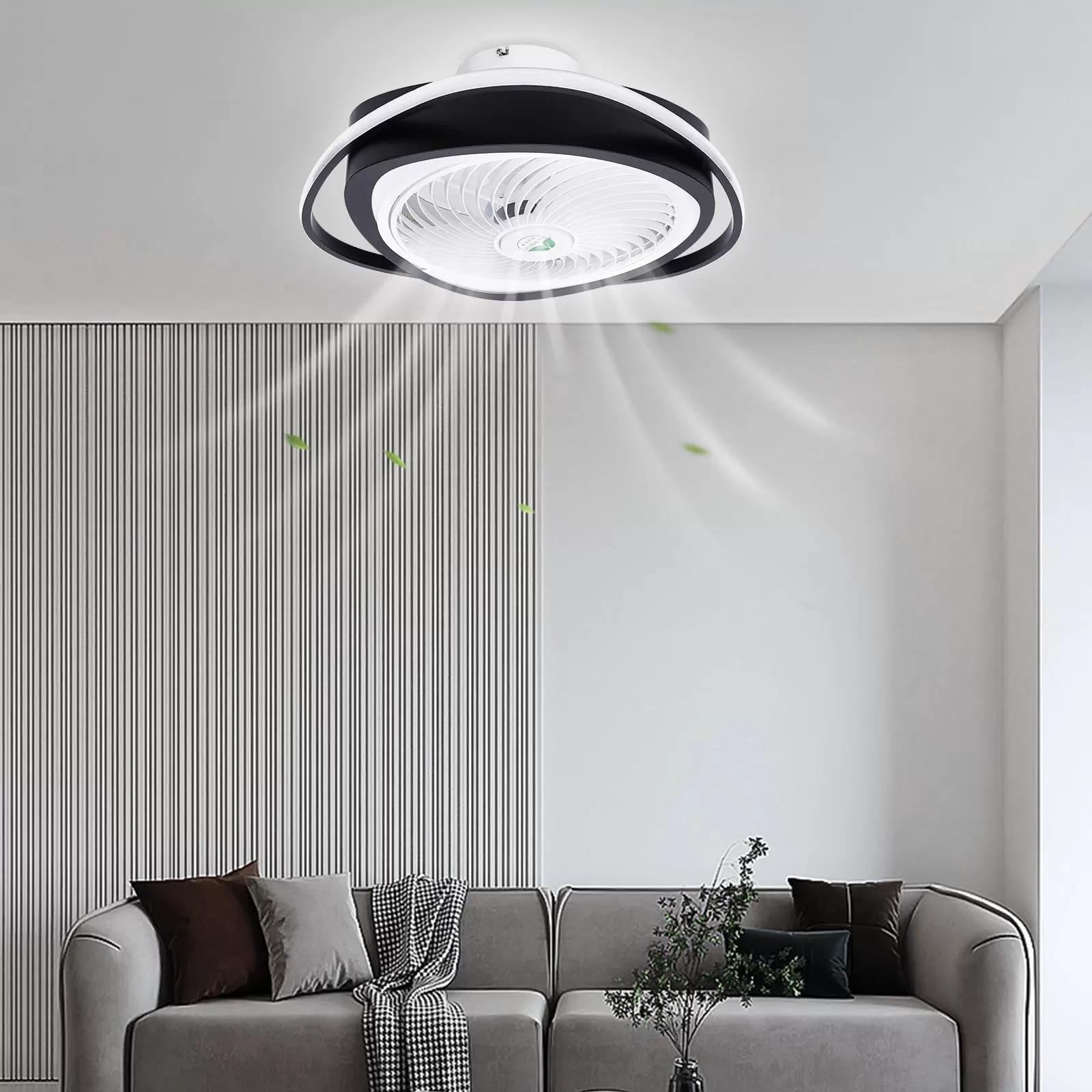 Moderner LED-Deckenventilator mit Lichtdimmung, unsichtbare Ventilator-Deckenleuchte mit Fernbedienung