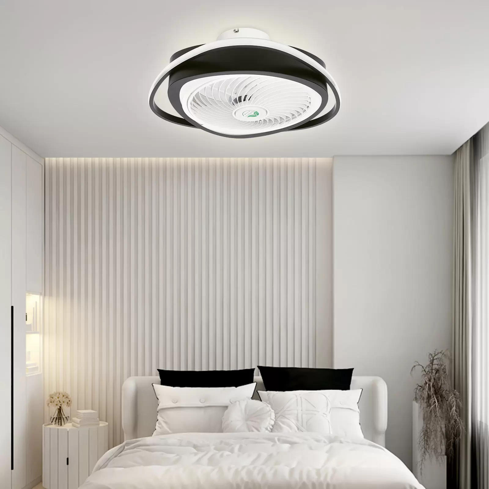 Moderner LED-Deckenventilator mit Lichtdimmung, unsichtbare Ventilator-Deckenleuchte mit Fernbedienung