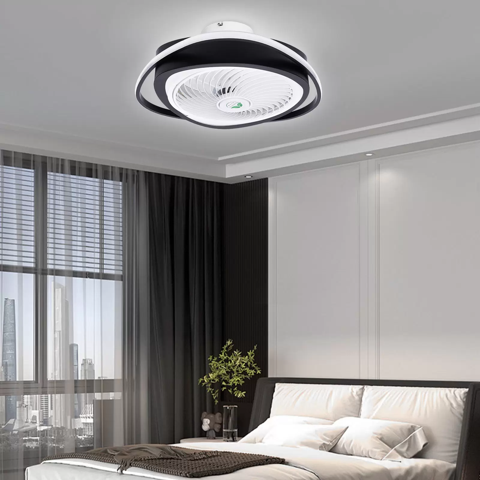 Moderner LED-Deckenventilator mit Lichtdimmung, unsichtbare Ventilator-Deckenleuchte mit Fernbedienung