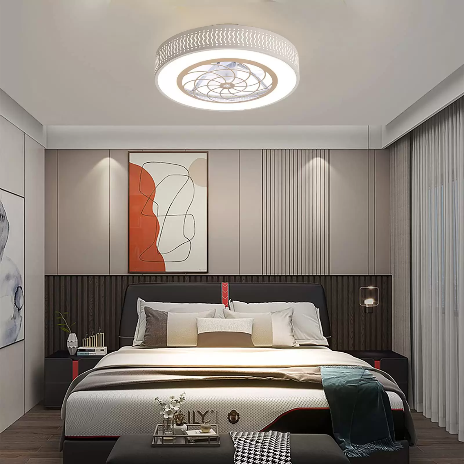 CNCEST Modern Acryl Ventilator Deckenleuchte Led Deckenventilator Lampe