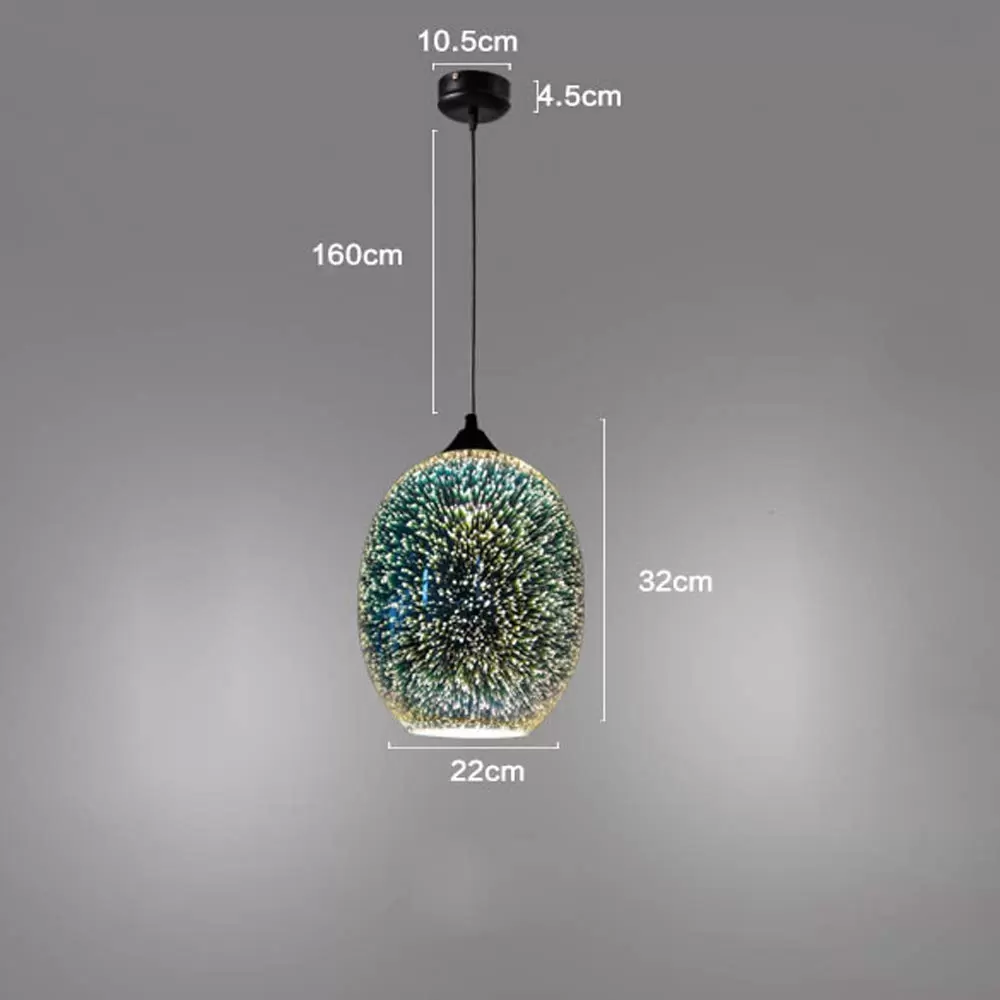 22 * 32 cm Moderne 3D Glas Pendelleuchte Weihnachtsdekoration Feuerwerk Lampe Deckenleuchte