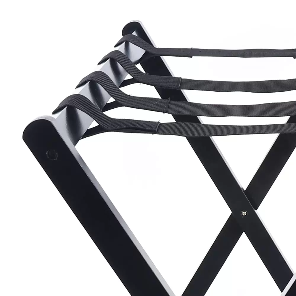 Doppelt faltbares Kofferregal, 69 x 35 x 57 cm, Aktenkofferregal, Schuhregal, Hotelregal, schwarzes Regal