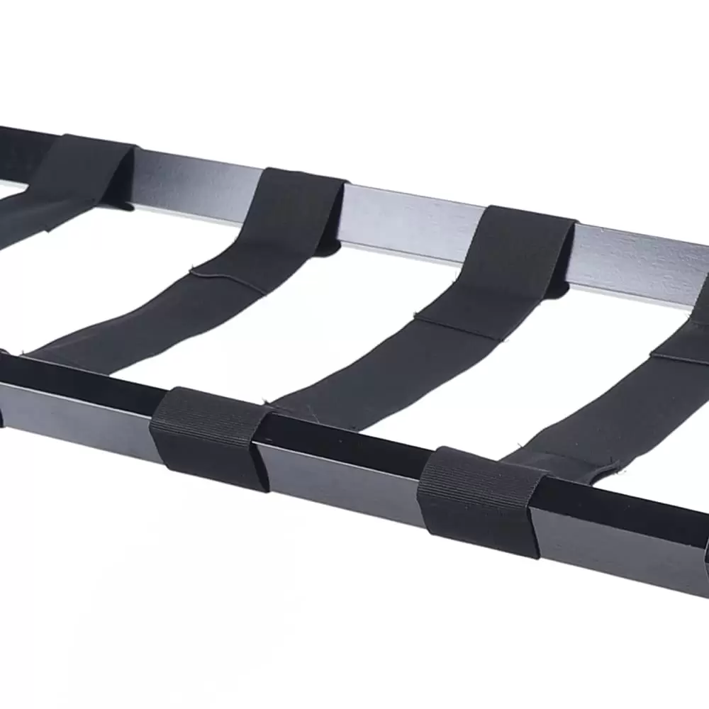 Doppelt faltbares Kofferregal, 69 x 35 x 57 cm, Aktenkofferregal, Schuhregal, Hotelregal, schwarzes Regal