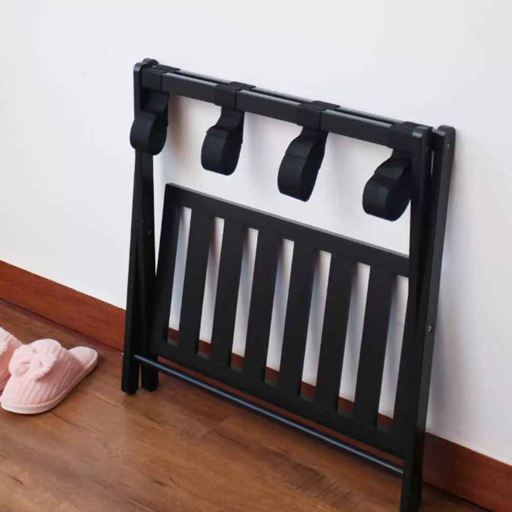 Doppelt faltbares Kofferregal, 69 x 35 x 57 cm, Aktenkofferregal, Schuhregal, Hotelregal, schwarzes Regal