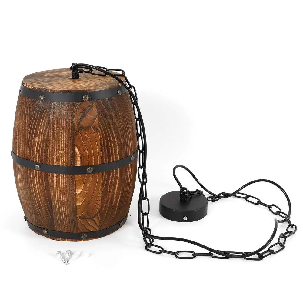 Retro Holz Weinfass Anhänger Lampe Hängeleuchte Decke Industriellen Kronleuchter Hängeleuchte
