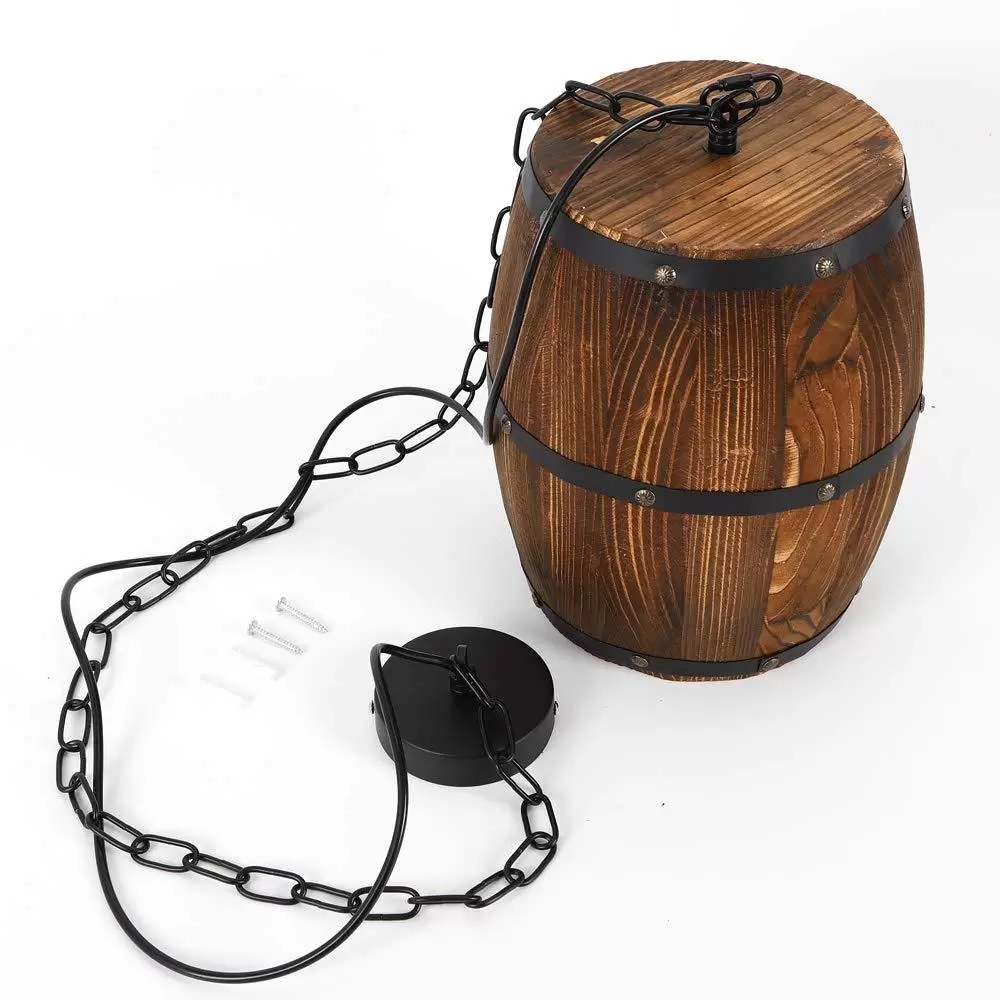 Retro Holz Weinfass Anhänger Lampe Hängeleuchte Decke Industriellen Kronleuchter Hängeleuchte