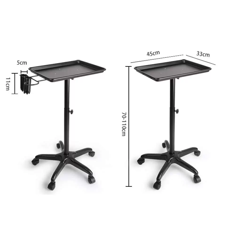 Friseurwagen Arbeitswagen Aluminium Rollwagen Schönheit Tablett mit Metallring und 2 Tassen