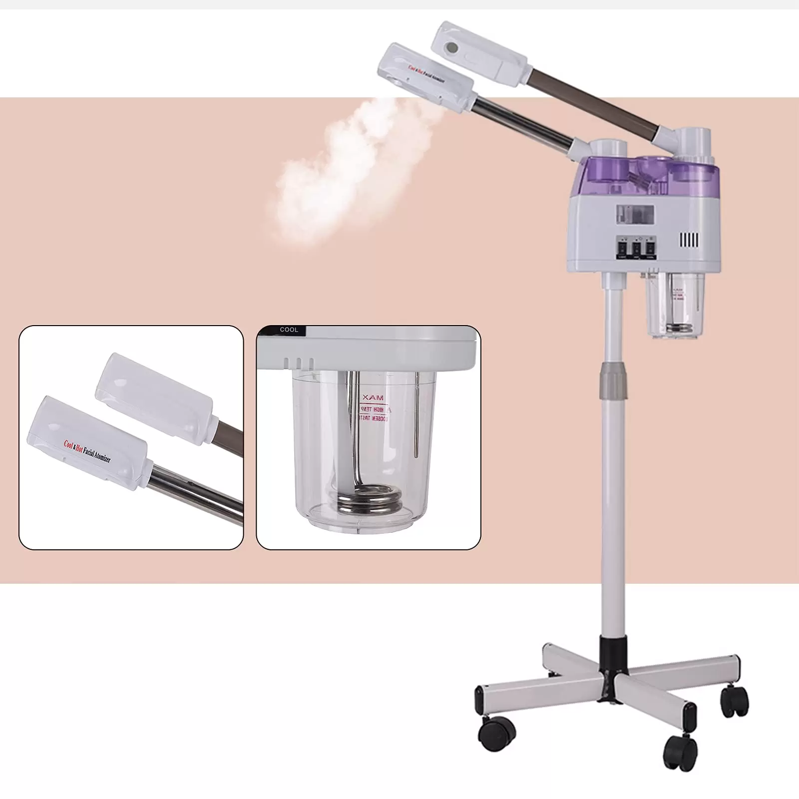 Bedampfer Gesichtsdampfer Gesichtssauna Porenreiniger Ozon Facial Steamer Verdampfe Doppelrohr Dampfgerät Schönheit Maschine Bedampfer Gesichtsdampfer Gesichtssauna Porenreiniger Ozon Facial Steamer Verdampfe Doppelrohr Dampfgerät Schönheit Maschine