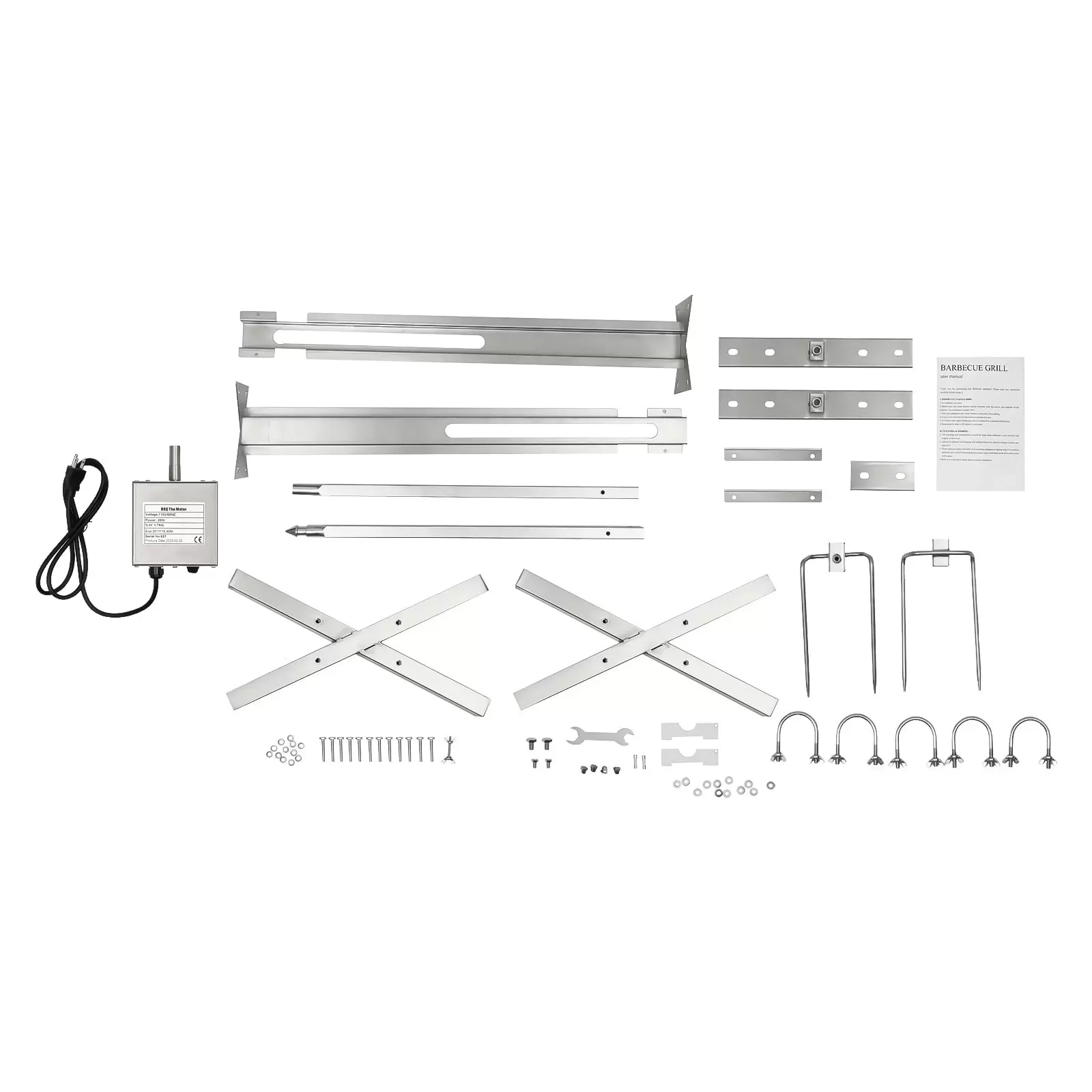 Grillspieß mit Motor 20W Grillspieße Edelstahl 30KG 21Zoll Drehspieß BBQ Grillspieß mit Motor 20W Grillspieße Edelstahl 30KG 21Zoll Drehspieß BBQ