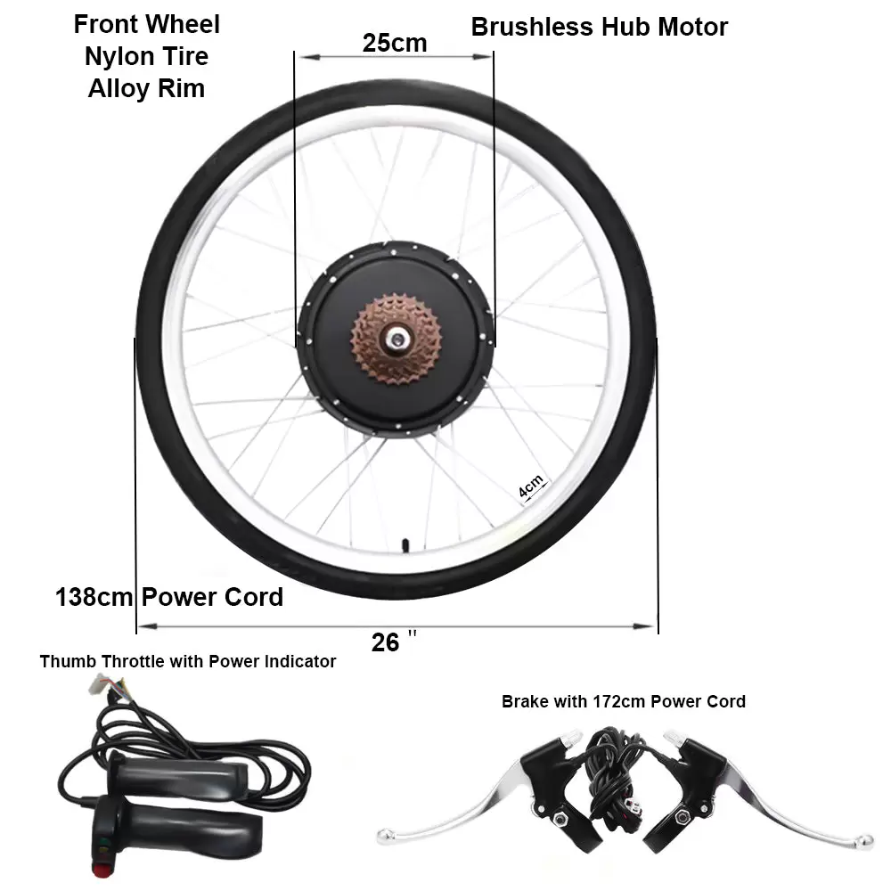 48V 1000W  26" Elektro Fahrrad Umbausatz Heckmotor Ebike Conversion Kit Hinterrad