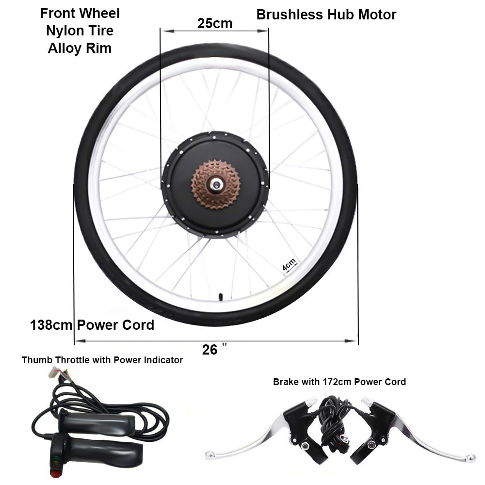 48V 1000W  26" Elektro Fahrrad Umbausatz Heckmotor Ebike Conversion Kit Hinterrad