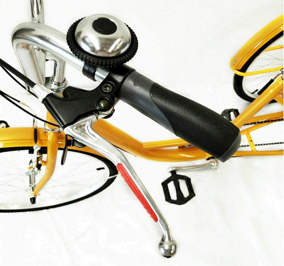 24" 6 Gang Dreirad Erwachsenendreirad 3 Räder Einkauffahrrad+mit Einkaufskorb Gelb (ohne Licht)