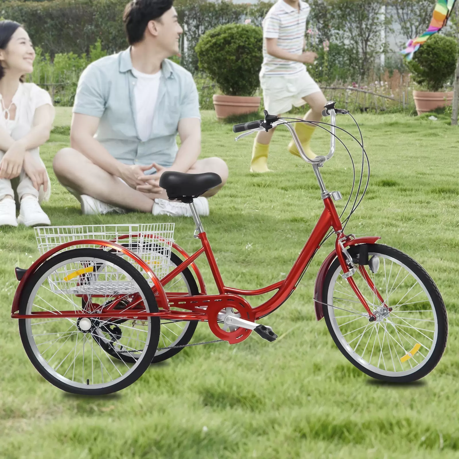 24 Zoll Dreirad 3 Räder Erwachsene Fahrrad Erwachsenendreirad Mit Korb & Licht 24 Zoll Dreirad 3 Räder Erwachsene Fahrrad Erwachsenendreirad Mit Korb & Licht