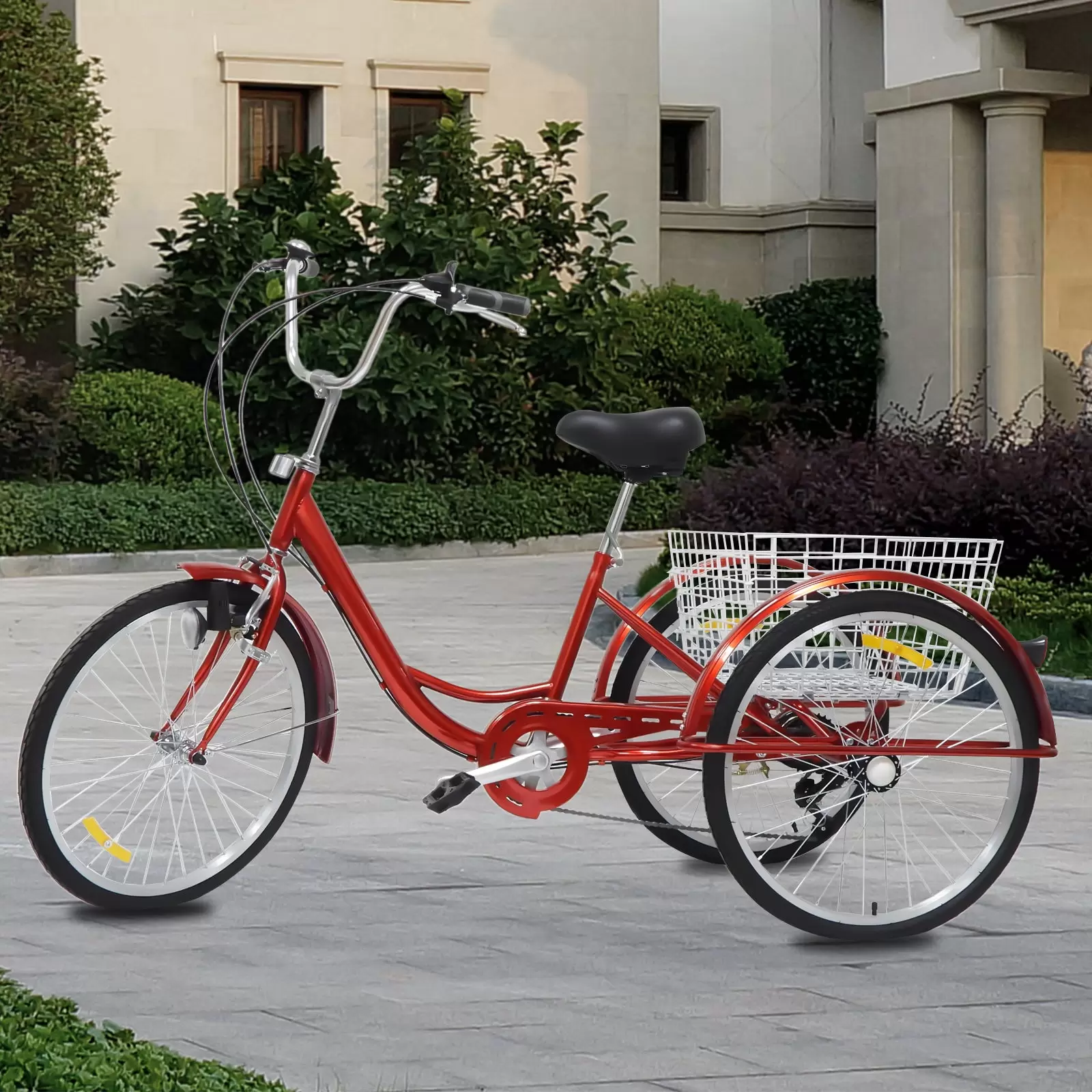 24 Zoll Dreirad 3 Räder Erwachsene Fahrrad Erwachsenendreirad Mit Korb & Licht 24 Zoll Dreirad 3 Räder Erwachsene Fahrrad Erwachsenendreirad Mit Korb & Licht
