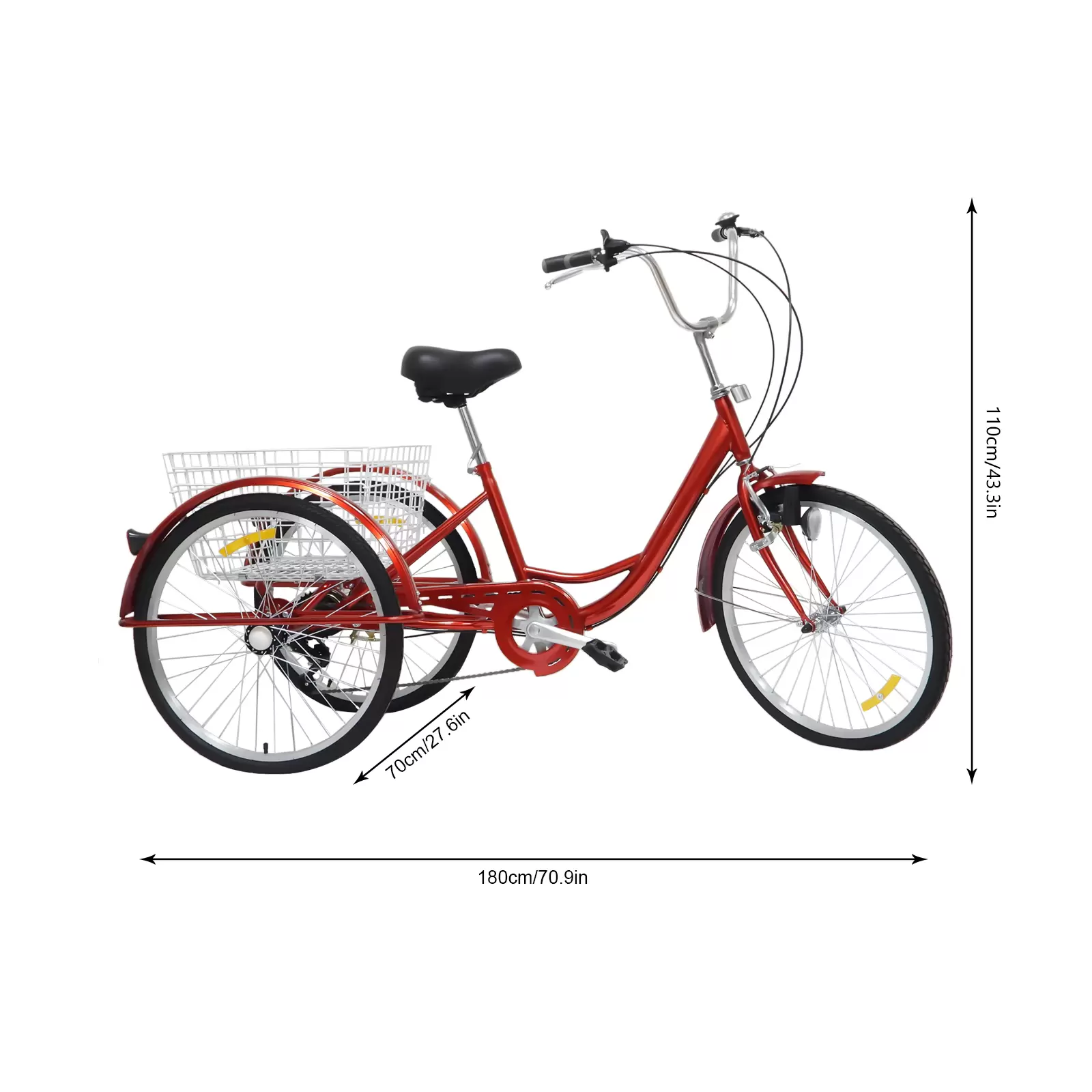 24 Zoll Dreirad 3 Räder Erwachsene Fahrrad Erwachsenendreirad Mit Korb & Licht 24 Zoll Dreirad 3 Räder Erwachsene Fahrrad Erwachsenendreirad Mit Korb & Licht
