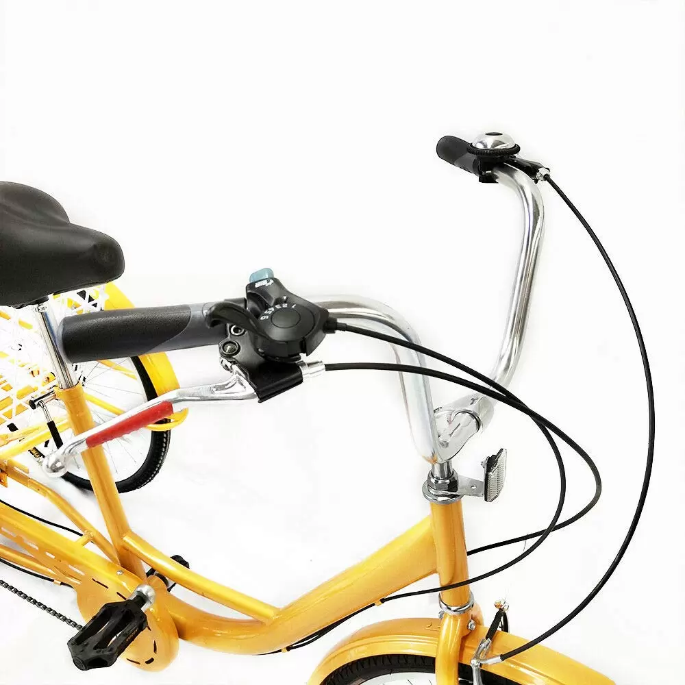 24 Zoll Dreirad Erwachsene 3 Räder Fahrrad 6 Gang Rikscha Tricycle Trike mit Korb