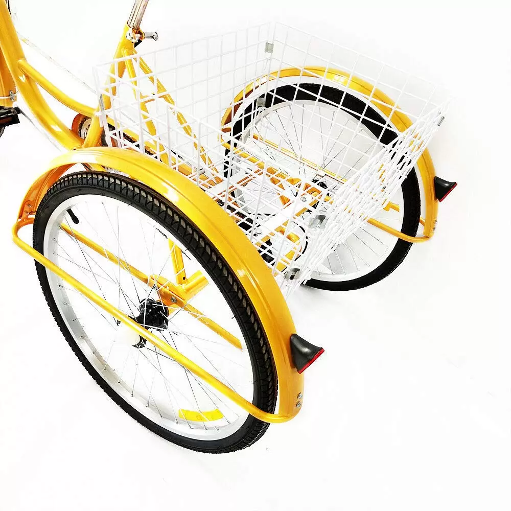 24 Zoll Dreirad Erwachsene 3 Räder Fahrrad 6 Gang Rikscha Tricycle Trike mit Korb