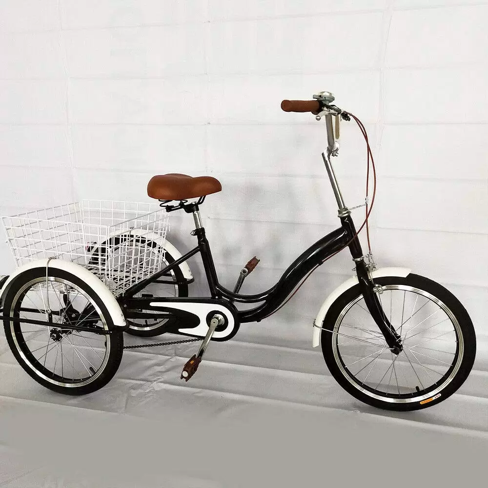20 Zoll 3 Räder Fahrrad ältere Menschen Freizeit Tricycle mit Einkaufskorb Dreirad