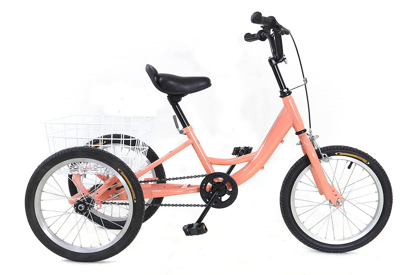 16 Zoll Kinder Dreirad 3 Rad Cruiser Bike Fahrrad Kinder Trike Einzelgeschwindigkeit mit großem Korb