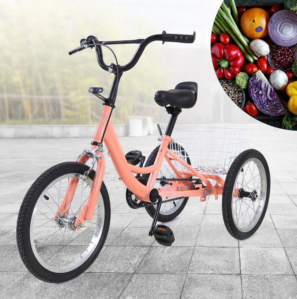 16 Zoll Kinder Dreirad 3 Rad Bike Fahrrad Kinder Trike Einzelgeschwindigkeit mit großem Korb Geschenk