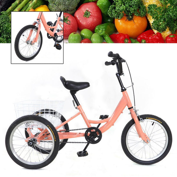16 Zoll Kinder Dreirad 3 Rad Bike Fahrrad Kinder Trike Einzelgeschwindigkeit mit großem Korb Geschenk