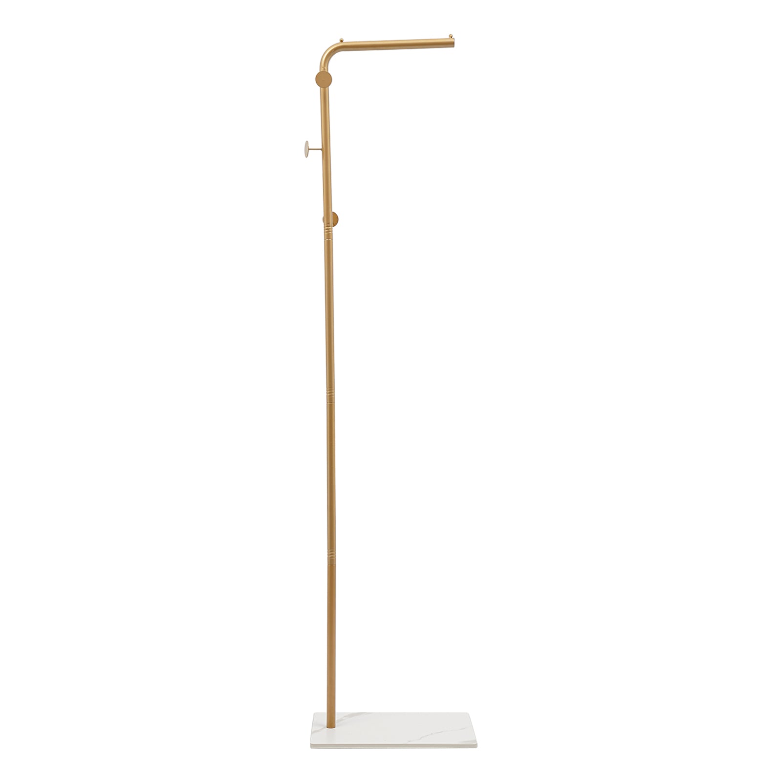 170 cm hohe Garderobe, freistehende Garderobe, goldene Garderobe – goldene Halterung + weißer Sockel