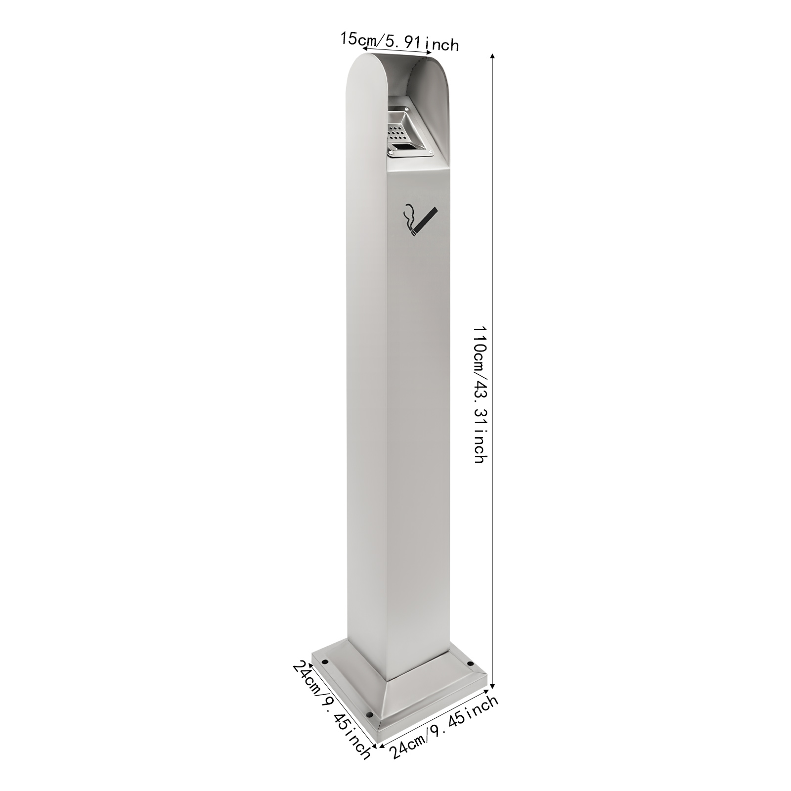 cigarette butt bin Standing Disposal Outdoor, Receptacle,Ashtray,Bin,Fireproof, Prevention of Waterlogging, Corrosion Resistant, Smokeless, Suitable for Indoor, Offices,Smoking Areas.Black : Industrial & Scientific Its oxygen Silver Stainless Steel Freestanding Cigarette