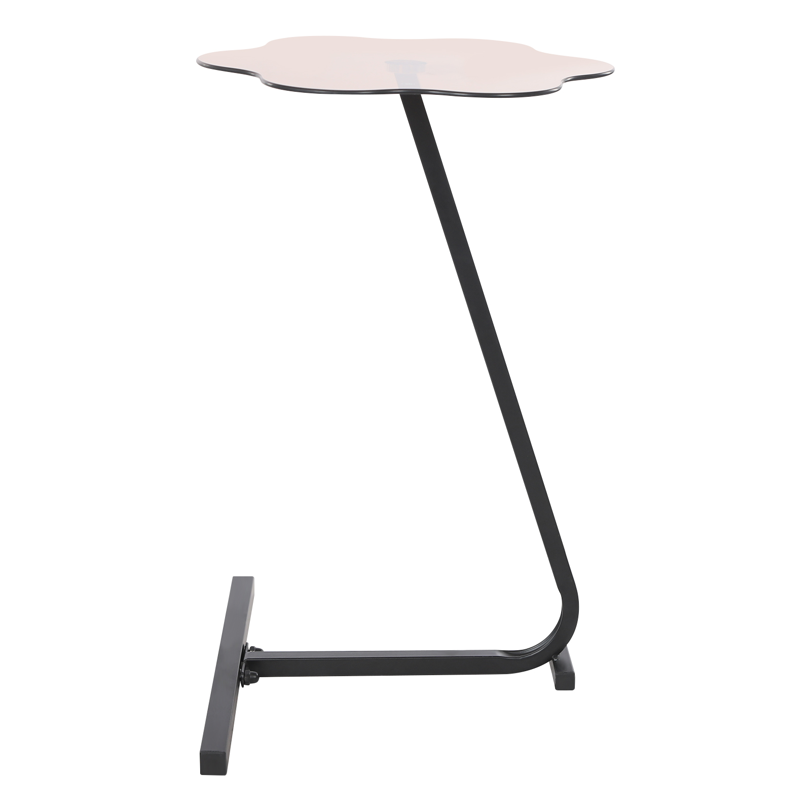Upgraded Version Height 65 Black Frame + Flower Brown Tempered Glass Z-shaped Side Table for Living Room and Bedroom