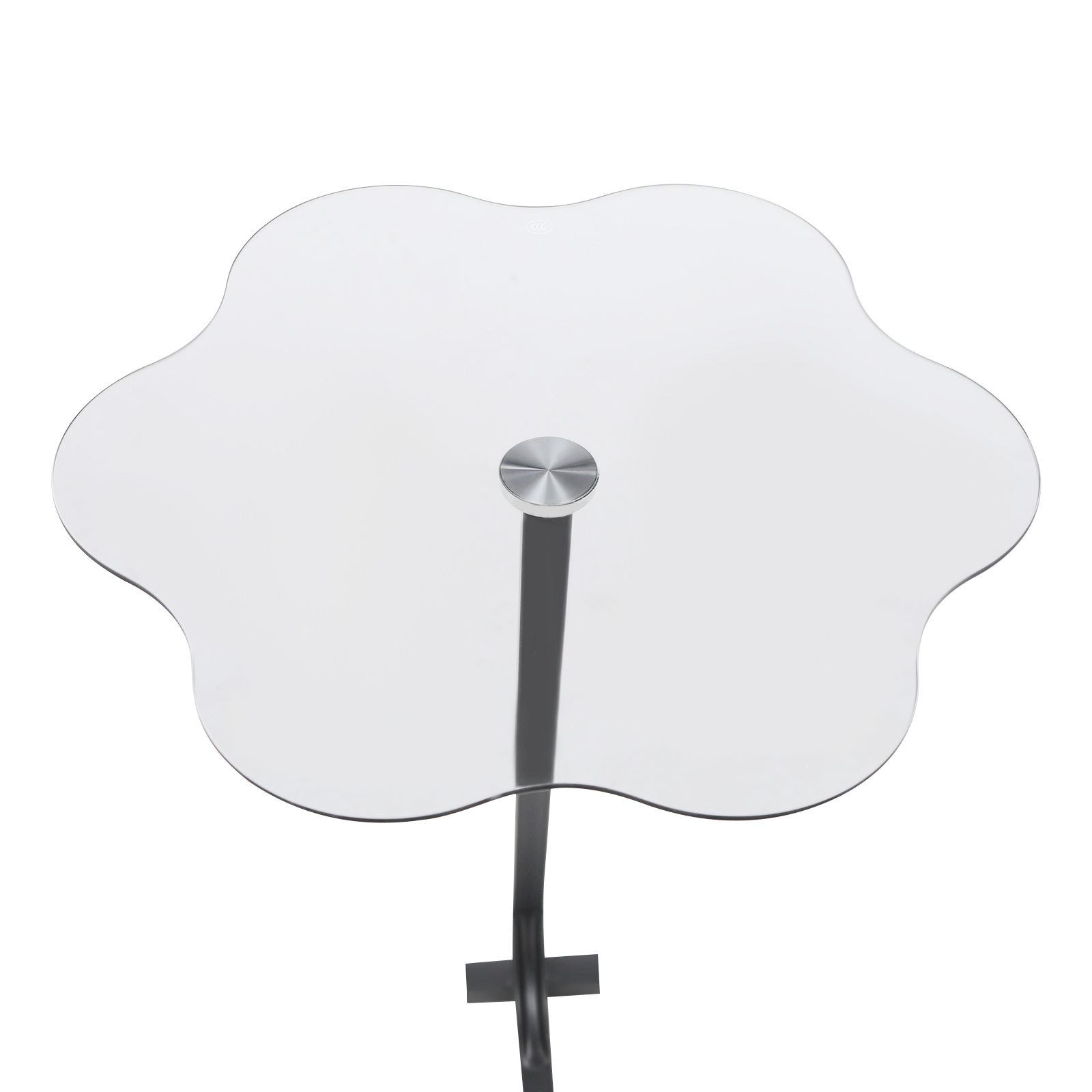 Upgraded Version Height 65 Black Frame + Flower Gray Tempered Glass Side Table, Z-shaped Side Table for Living Room and Bedroom