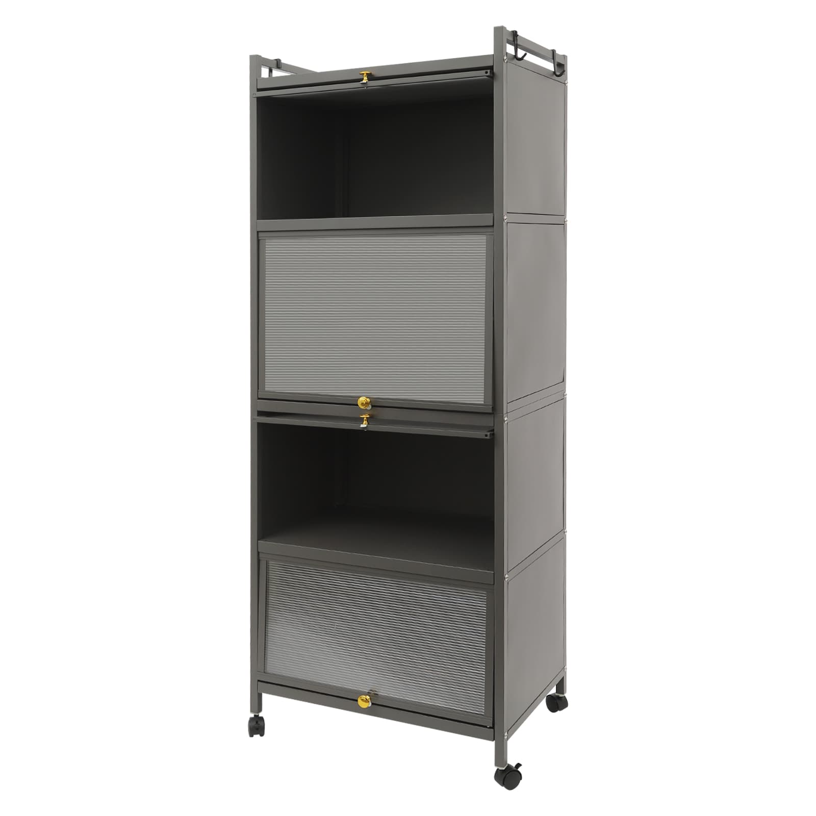 5-lagiges vertikales Küchenregal, Küchenschrank, Küche, Wohnzimmer-Lagerregal, Regal - 60 x 40 x 161 cm - Helles Luxusgrau
