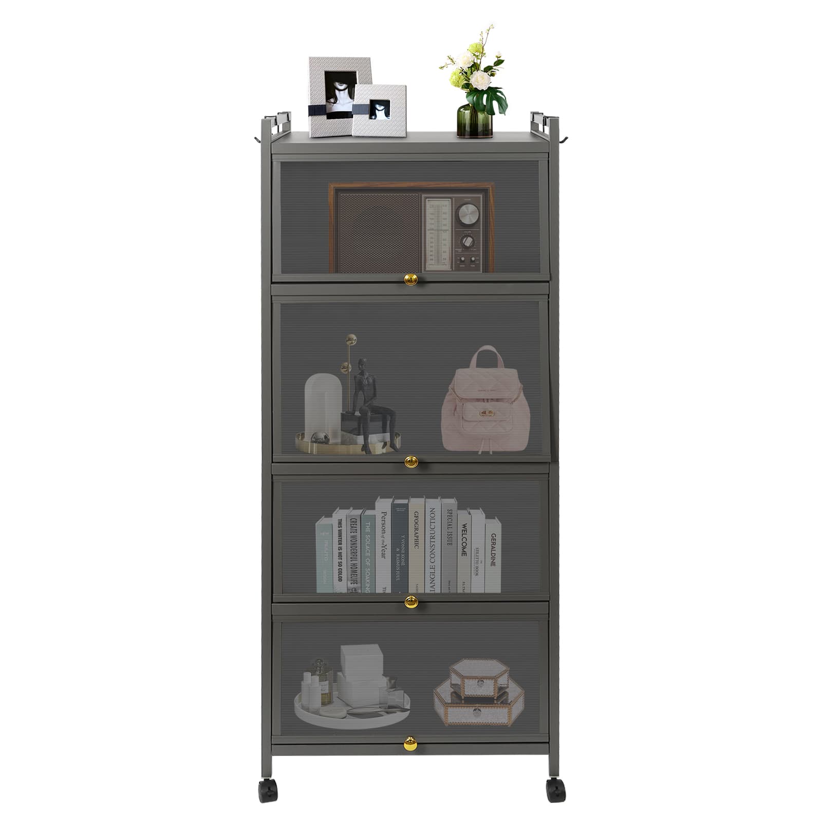 5-lagiges vertikales Küchenregal, Küchenschrank, Küche, Wohnzimmer-Lagerregal, Regal - 60 x 40 x 161 cm - Helles Luxusgrau