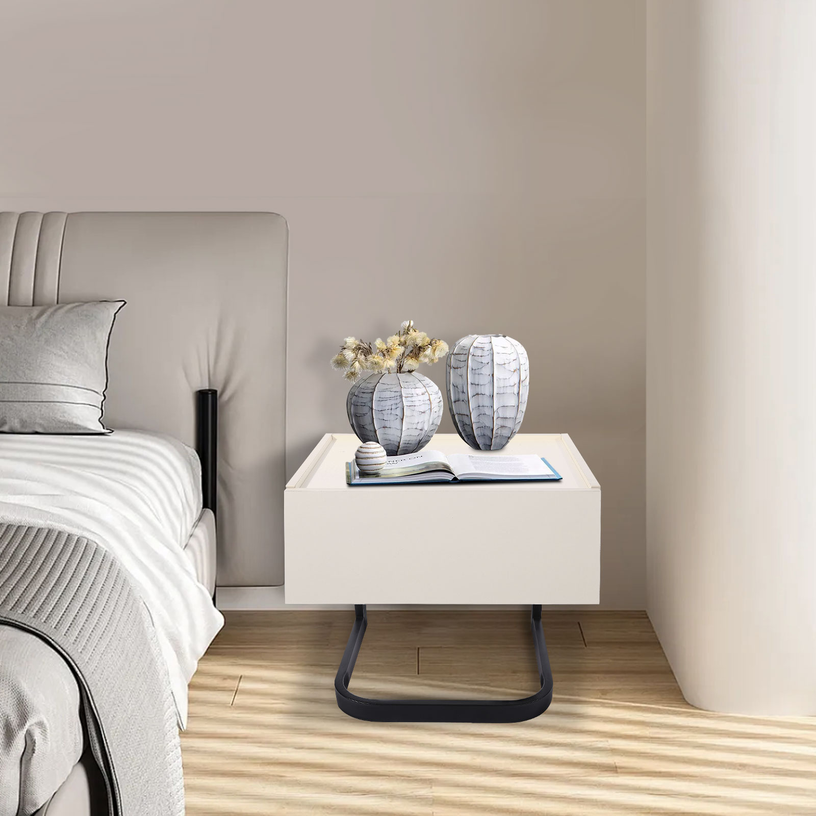 Beistelltisch, Beistelltisch mit Schublade, modern, für Innenräume wie Wohnzimmer, Büro, Schlafzimmer usw.