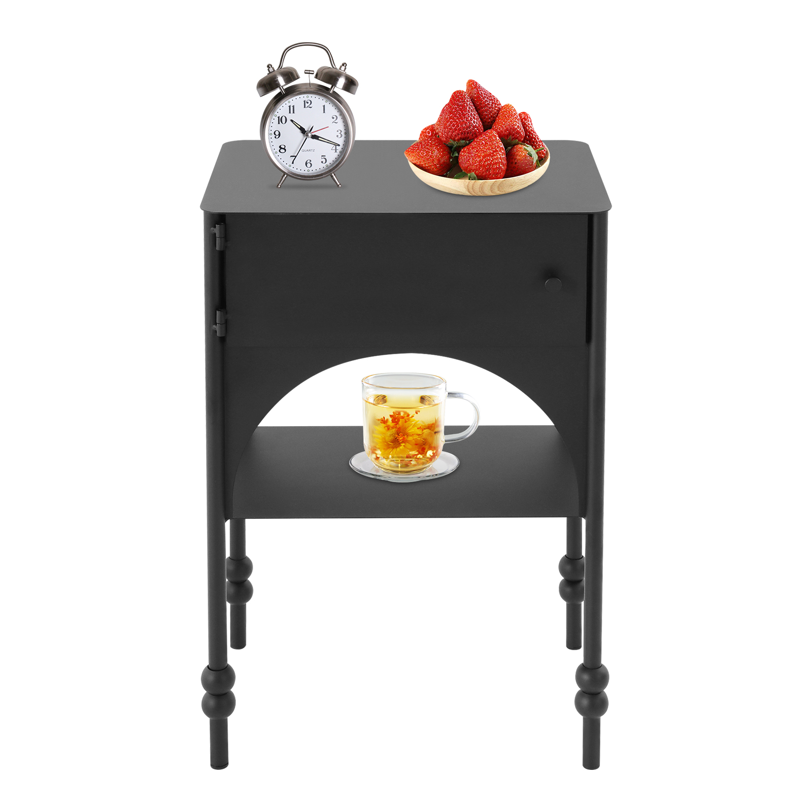 35x25x55cm Zwart nachtkastje, bijzettafeltje voor op de bank, nachtkastje met lade voor slaapkamers, slaapzalen, woonkamers