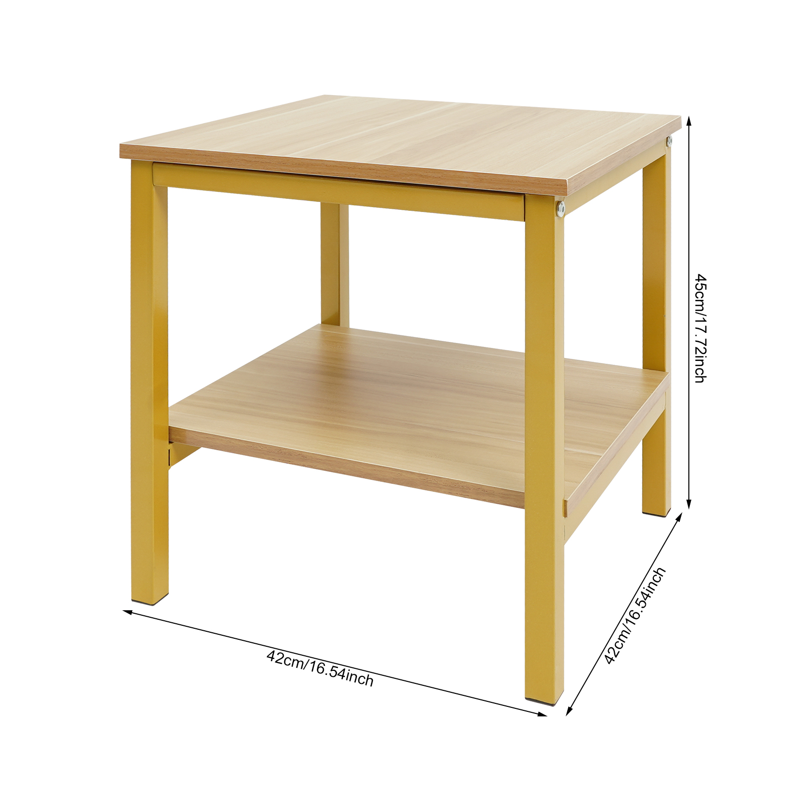 Nachtkastje, salontafel, opbergplank 45x42x42CM - E1-kwaliteit plaatmateriaal met hoge dichtheid + koolstofstaal